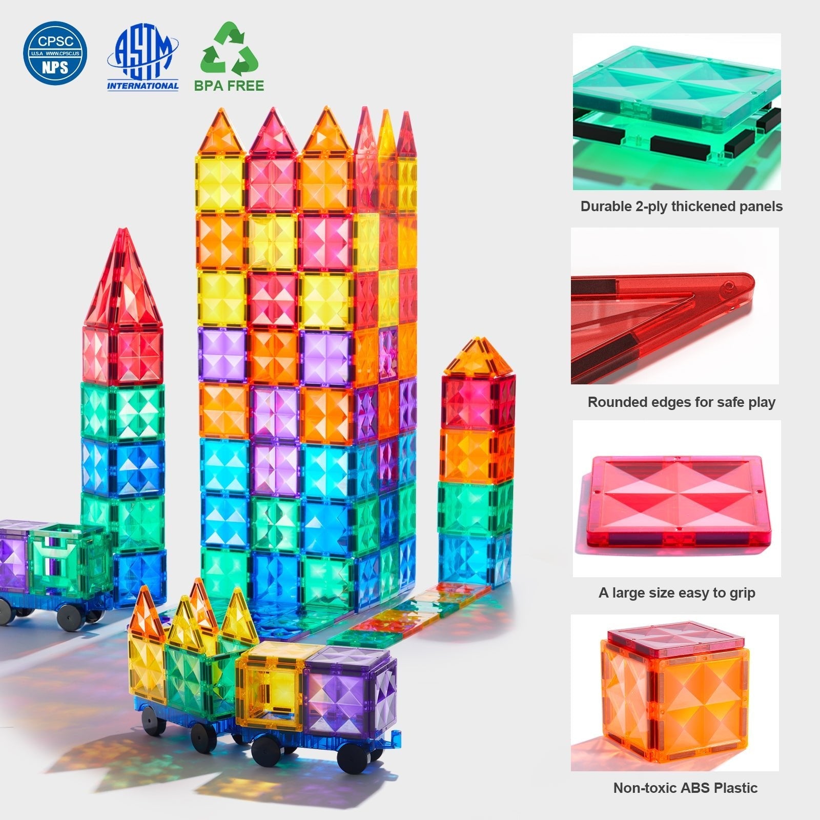 Creative Pack 60pcs Rainbow Magnetic Tiles
